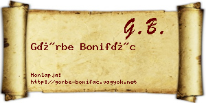 Görbe Bonifác névjegykártya